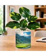 Artificial Tree Ceramic Photo Pot With White Stones 3x4 Inch (F165987)