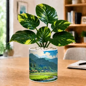 Artificial Tree Ceramic Photo Pot With White Stones 3x4 Inch (F165987) Artificial Tree Ceramic Photo Pot With White Stones 3x4 Inch (F165987)
