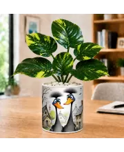 Artificial Tree Ceramic Photo Pot With White Stones 3x4 Inch (F165988)