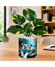 Artificial Tree Ceramic Photo Pot With White Stones 3x4 Inch (F165989)