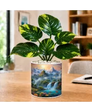 Artificial Tree Ceramic Photo Pot With White Stones 3x4 Inch (F165990)