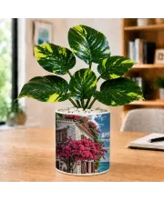 Artificial Tree Ceramic Photo Pot With White Stones 3x4 Inch (F165991)