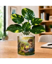 Artificial Tree Ceramic Photo Pot With White Stones 3x4 Inch (F165994)
