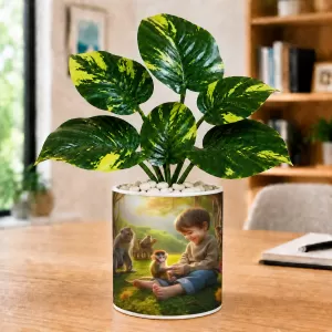 Artificial Tree Ceramic Photo Pot With White Stones 3x4 Inch (F165994) Artificial Tree Ceramic Photo Pot With White Stones 3x4 Inch (F165994)