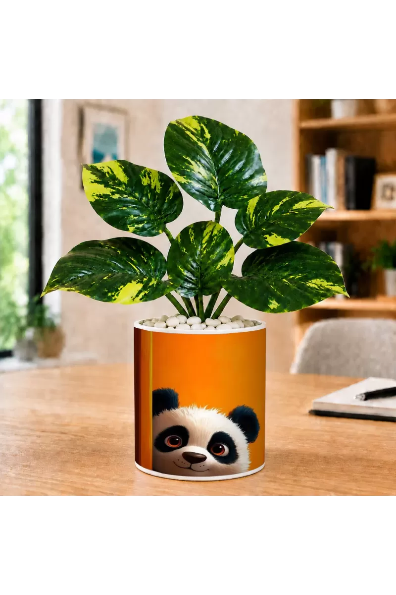 Artificial Tree Ceramic Photo Pot With White Stones 3x4 Inch (F165995)