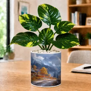 Artificial Tree Ceramic Photo Pot With White Stones 3x4 Inch (F165996) Artificial Tree Ceramic Photo Pot With White Stones 3x4 Inch (F165996)