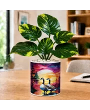 Artificial Tree Ceramic Photo Pot With White Stones 3x4 Inch (F165998)