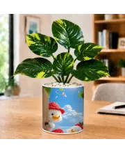 Artificial Tree Ceramic Photo Pot With White Stones 3x4 Inch (F166000)