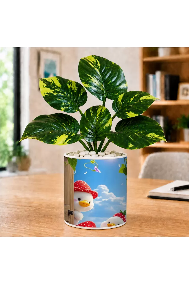 Artificial Tree Ceramic Photo Pot With White Stones 3x4 Inch (F166000)