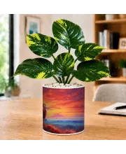 Artificial Tree Ceramic Photo Pot With White Stones 3x4 Inch (F166001)