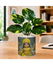 Artificial Tree Ceramic Photo Pot With White Stones 3x4 Inch (F166004)