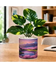 Artificial Tree Ceramic Photo Pot With White Stones 3x4 Inch (F166005)