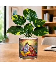 Artificial Tree Ceramic Photo Pot With White Stones 3x4 Inch (F166012)