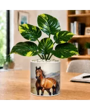 Artificial Tree Ceramic Photo Pot With White Stones 3x4 Inch (F166017)