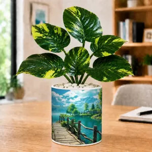 Artificial Tree Ceramic Photo Pot With White Stones 3x4 Inch (F166019) Artificial Tree Ceramic Photo Pot With White Stones 3x4 Inch (F166019)