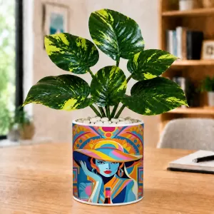 Artificial Tree Ceramic Photo Pot With White Stones 3x4 Inch (F166021) Artificial Tree Ceramic Photo Pot With White Stones 3x4 Inch (F166021)