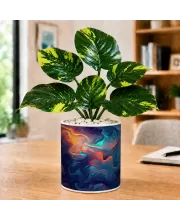 Artificial Tree Ceramic Photo Pot With White Stones 3x4 Inch (F166023)