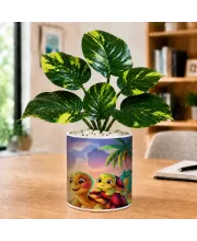 Artificial Tree Ceramic Photo Pot With White Stones 3x4 Inch (F166025)