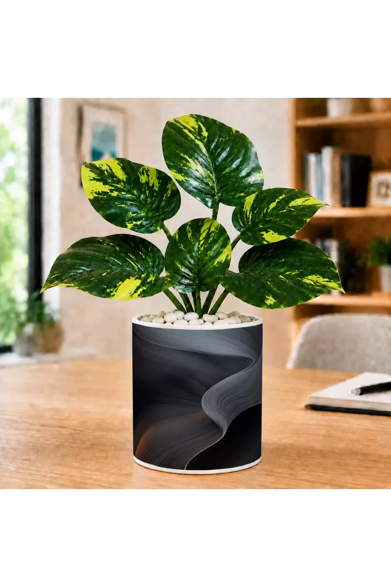 Artificial Tree Ceramic Photo Pot With White Stones 3x4 Inch (F166028)