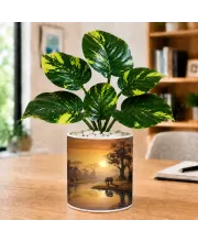 Artificial Tree Ceramic Photo Pot With White Stones 3x4 Inch (F166030)