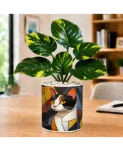 Artificial Tree Ceramic Photo Pot With White Stones 3x4 Inch (F166031)