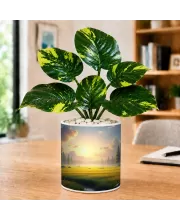 Artificial Tree Ceramic Photo Pot With White Stones 3x4 Inch (F166032)