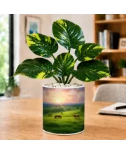 Artificial Tree Ceramic Photo Pot With White Stones 3x4 Inch (F166034)