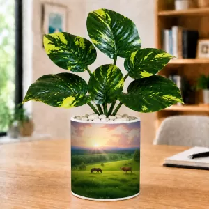 Artificial Tree Ceramic Photo Pot With White Stones 3x4 Inch (F166034) Artificial Tree Ceramic Photo Pot With White Stones 3x4 Inch (F166034)