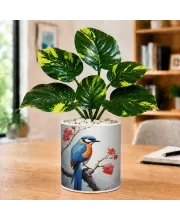 Artificial Tree Ceramic Photo Pot With White Stones 3x4 Inch (F166036)
