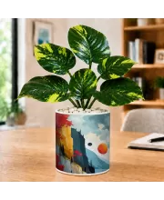 Artificial Tree Ceramic Photo Pot With White Stones 3x4 Inch (F166042)