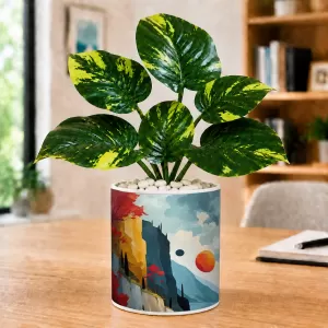 Artificial Tree Ceramic Photo Pot With White Stones 3x4 Inch (F166042) Artificial Tree Ceramic Photo Pot With White Stones 3x4 Inch (F166042)