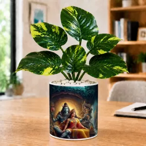 Artificial Tree Ceramic Photo Pot With White Stones 3x4 Inch (F166043) Artificial Tree Ceramic Photo Pot With White Stones 3x4 Inch (F166043)