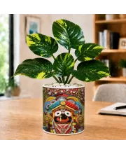 Artificial Tree Ceramic Photo Pot With White Stones 3x4 Inch (F166045)