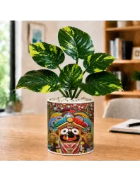 Artificial Tree Ceramic Photo Pot With White Stones 3x4 Inch (F166045)