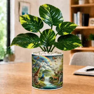 Artificial Tree Ceramic Photo Pot With White Stones 3x4 Inch (F166046) Artificial Tree Ceramic Photo Pot With White Stones 3x4 Inch (F166046)