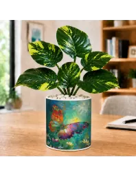 Artificial Tree Ceramic Photo Pot With White Stones 3x4 Inch (F166047)