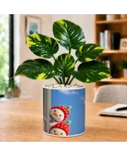 Artificial Tree Ceramic Photo Pot With White Stones 3x4 Inch (F166048)