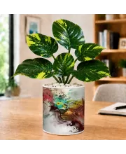 Artificial Tree Ceramic Photo Pot With White Stones 3x4 Inch (F166051)