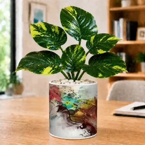 Artificial Tree Ceramic Photo Pot With White Stones 3x4 Inch (F166051) Artificial Tree Ceramic Photo Pot With White Stones 3x4 Inch (F166051)