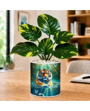 Artificial Tree Ceramic Photo Pot With White Stones 3x4 Inch (F166056)