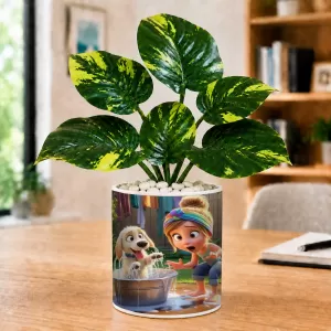 Artificial Tree Ceramic Photo Pot With White Stones 3x4 Inch (F166057) Artificial Tree Ceramic Photo Pot With White Stones 3x4 Inch (F166057)