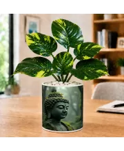 Artificial Tree Ceramic Photo Pot With White Stones 3x4 Inch (F166067)