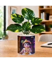Artificial Tree Ceramic Photo Pot With White Stones 3x4 Inch (F166071)