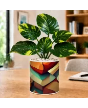 Artificial Tree Ceramic Photo Pot With White Stones 3x4 Inch (F166074)