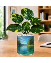 Artificial Tree Ceramic Photo Pot With White Stones 3x4 Inch (F166075)