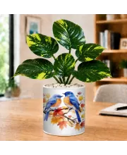 Artificial Tree Ceramic Photo Pot With White Stones 3x4 Inch (F166080)