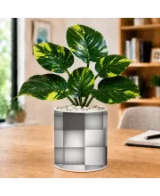 Artificial Tree Ceramic Photo Pot With White Stones 3x4 Inch (F166081)