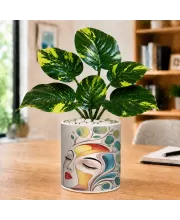 Artificial Tree Ceramic Photo Pot With White Stones 3x4 Inch (F166083)