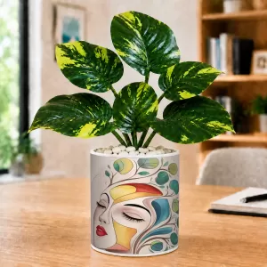 Artificial Tree Ceramic Photo Pot With White Stones 3x4 Inch (F166083) Artificial Tree Ceramic Photo Pot With White Stones 3x4 Inch (F166083)