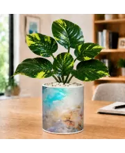 Artificial Tree Ceramic Photo Pot With White Stones 3x4 Inch (F166091)